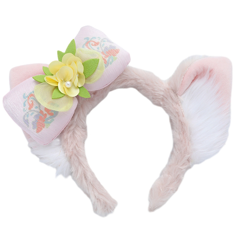 卡通可爱小狐狸毛绒贝儿发箍白鹿头扣发箍游乐园装扮发饰卖萌发卡