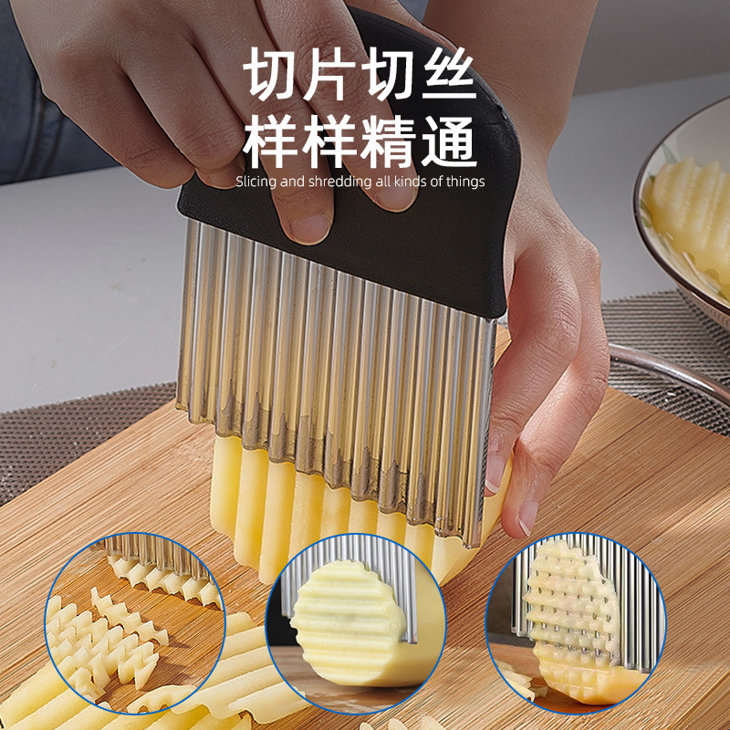 Stainless Steel Potato Knife Creative Wave Potato Knife Potato Cutter French Fries Knife Kitchen Gadget Wolf Tooth Potato Cutter