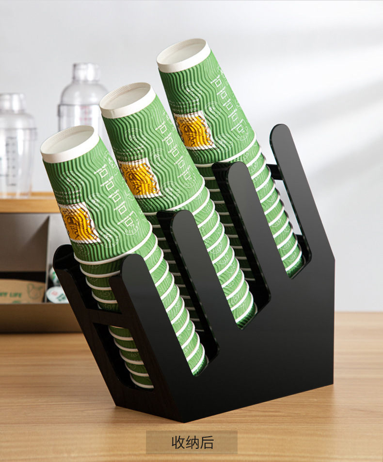 纸杯架一次性纸杯专用收纳盒不锈钢取杯架桌面咖啡奶茶店商用杯托