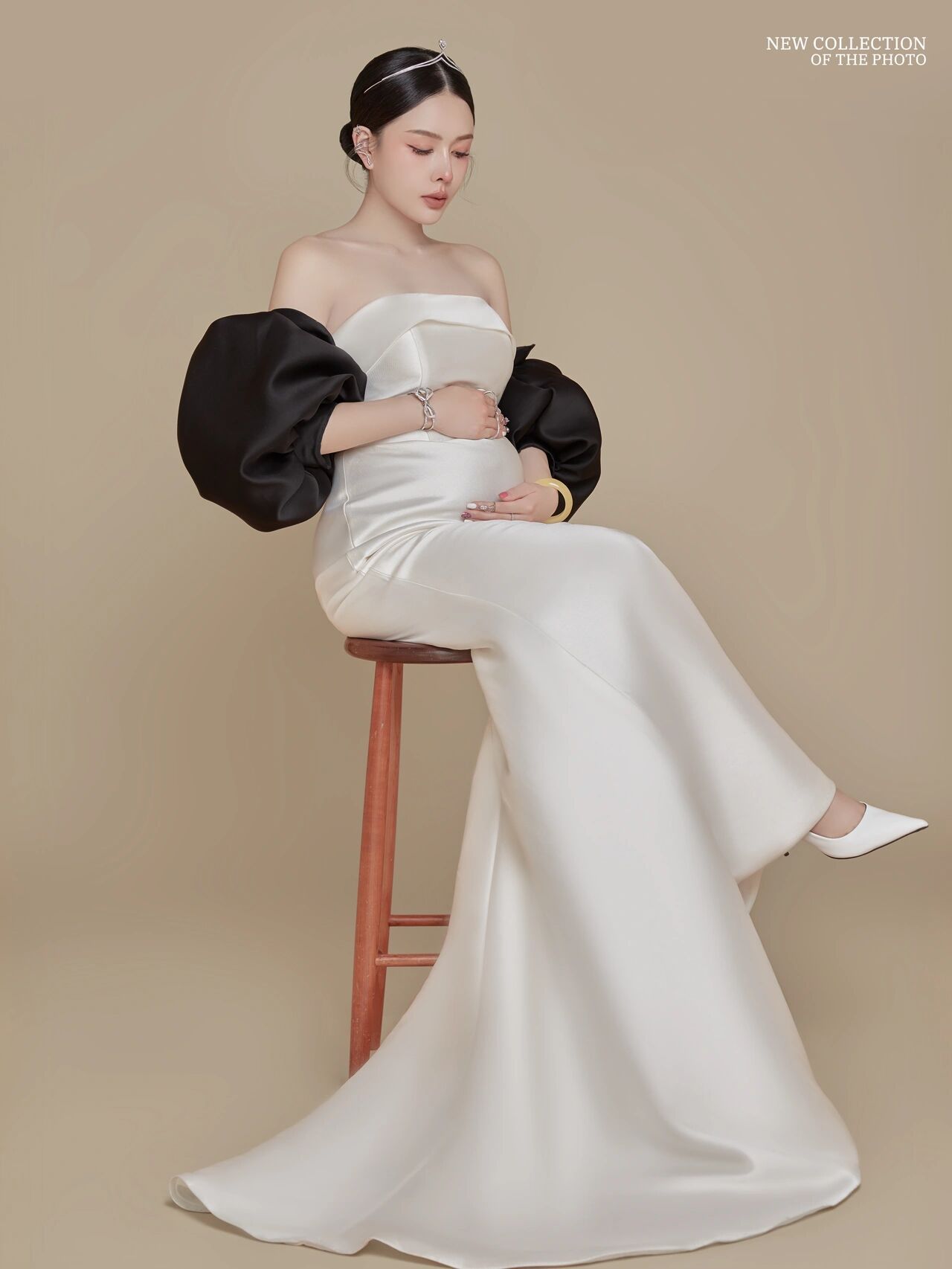 2022影楼新款孕妇拍照服装高定简约唯美白色礼服孕妈写真摄影衣服