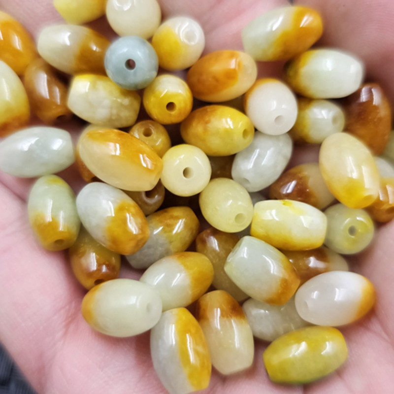 8*12毫米黄龙玉米珠玉石散珠渐变色椭圆路路通珠子diy