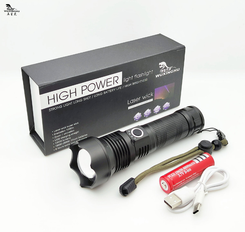 New Outdoor Waterproof White Laser Flashlight High Power Km Long Shot Strong Light Rechargeable Flashlight