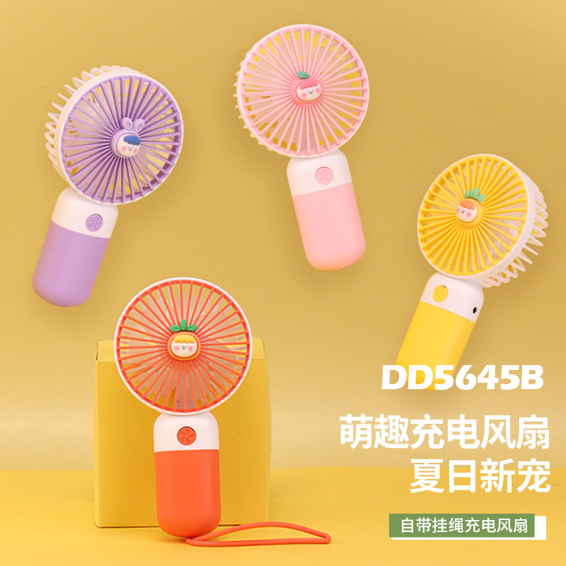 Drip Fan Fruit Cute Baby USB Charging Outdoor Portable Small Handheld Fan with Lanyard Summer Promotion