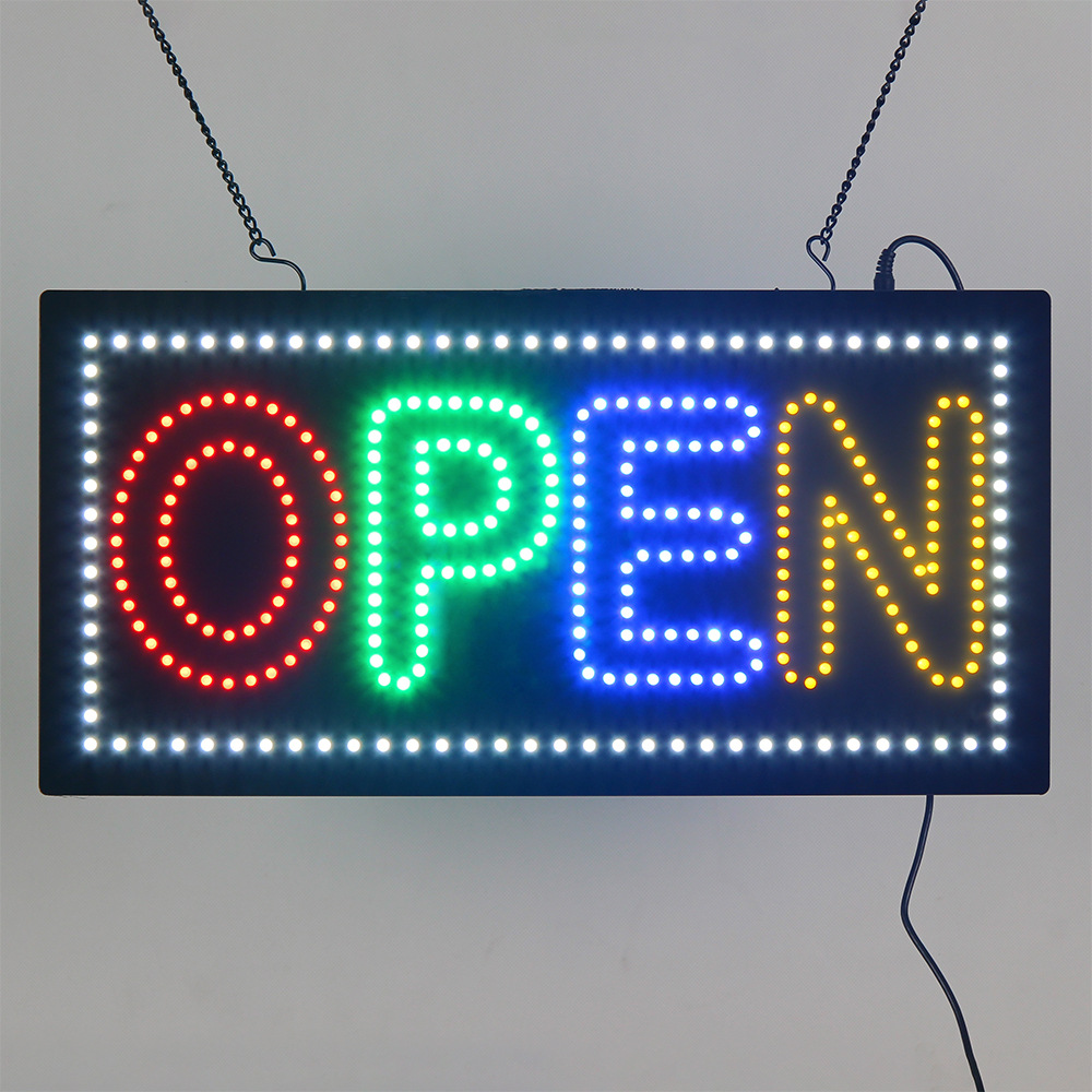 跨境led亚克力open sign 柔和灯酒吧咖啡店营业氛围广告灯牌悬挂