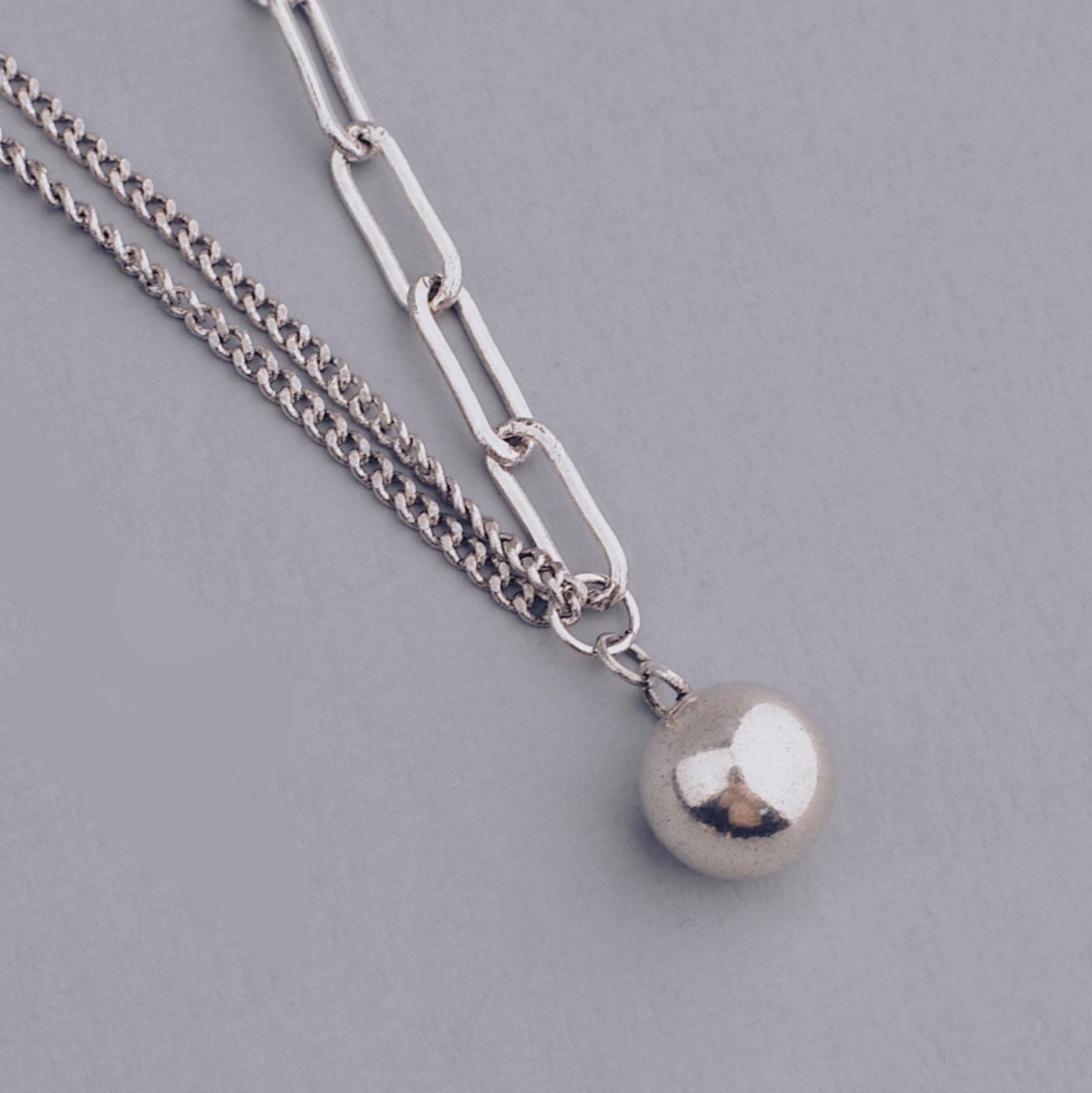 日韩时尚简约圆珠圆球项链小众轻奢百搭几何型光面圆珠毛衣链