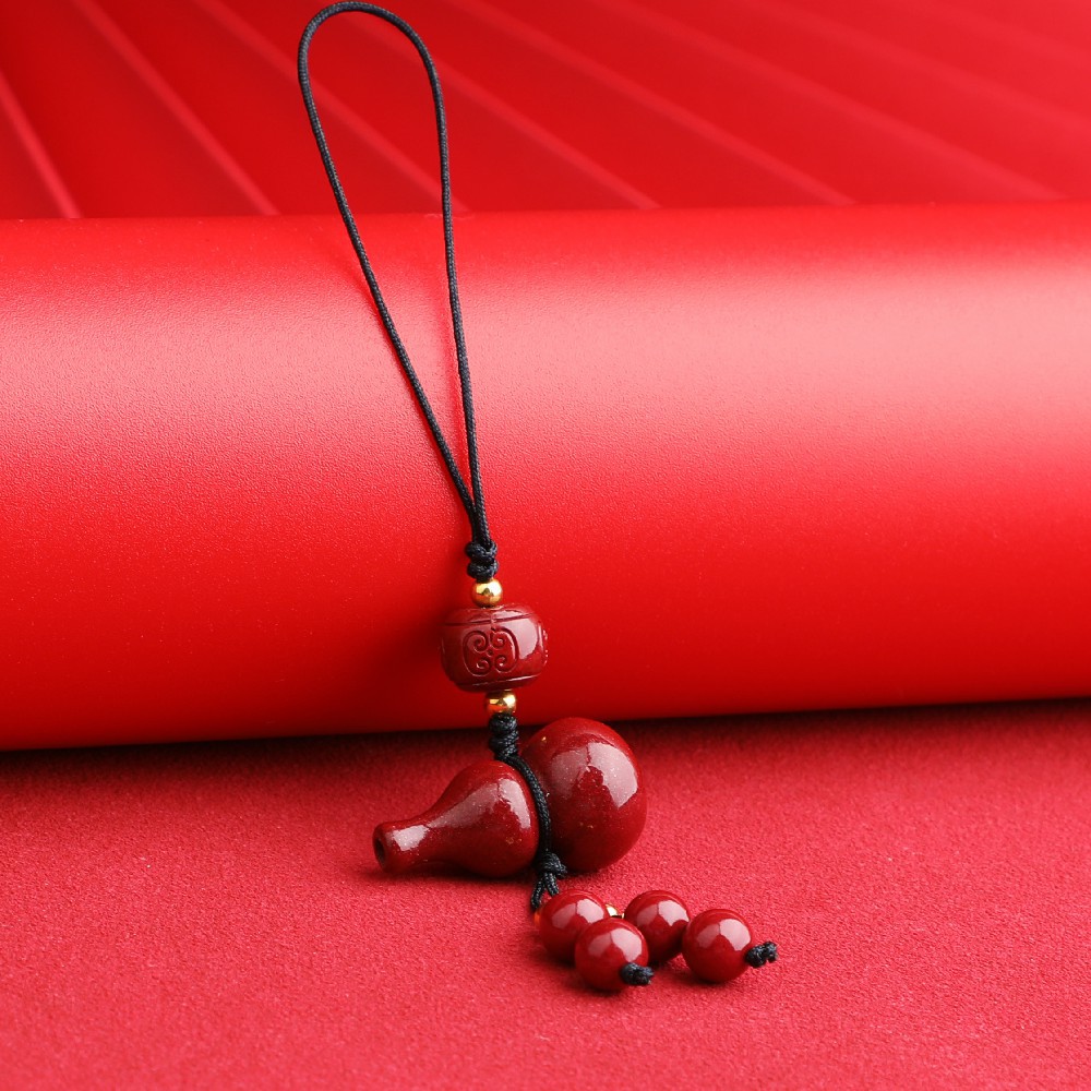保真朱砂紫金砂回纹珠葫芦情侣手机挂饰绳手机链钥匙扣挂件包邮