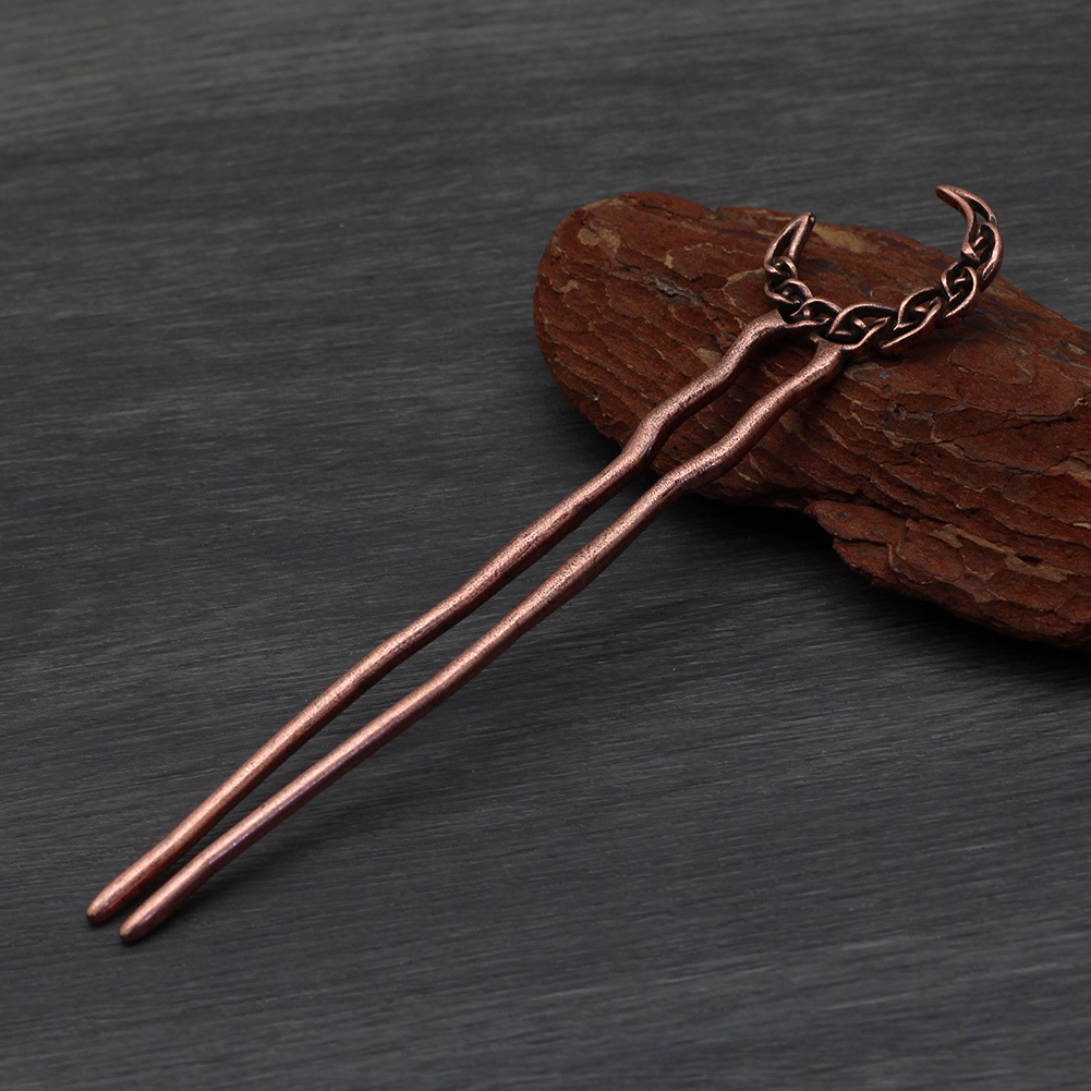 热销新款头饰潮饰北欧复古简约月亮款发簪爱尔兰发夹合金发饰批发