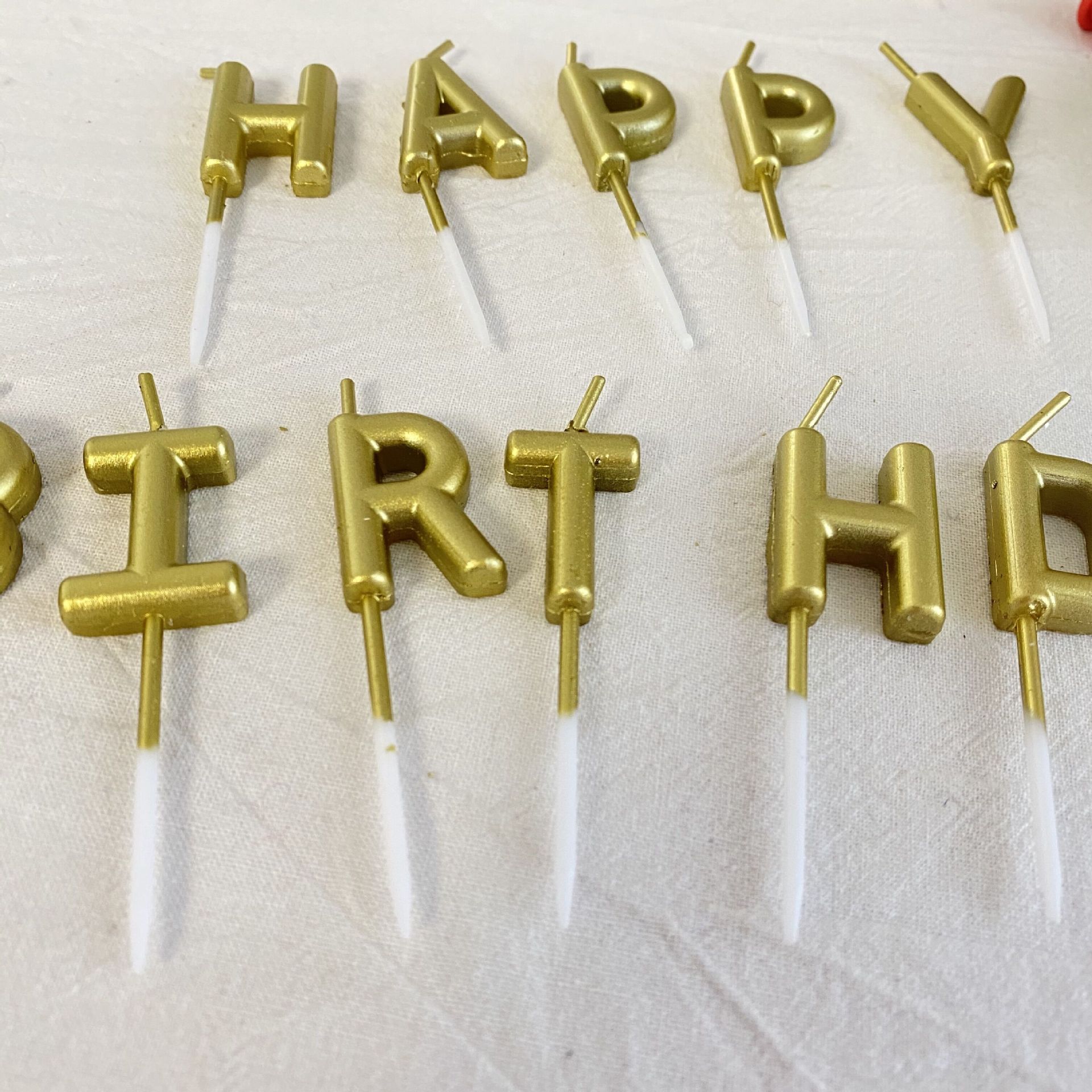 英文字母生日快乐蛋糕装饰蜡烛土豪金金色银色happy birthday