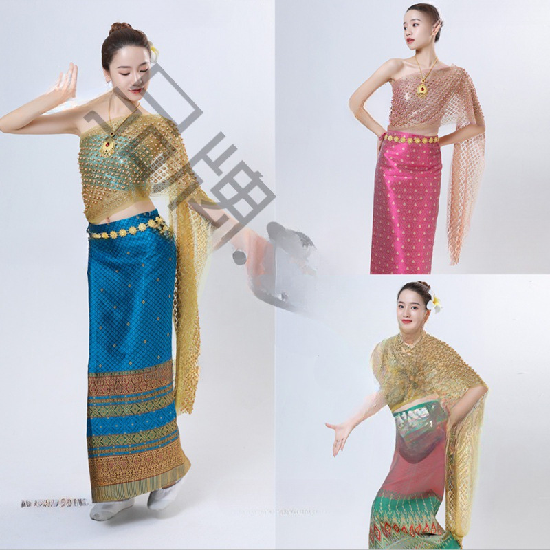 泰国传统服装西双版纳妹泼水节傣族衣服泰式风情裹裙送鸡蛋花商用