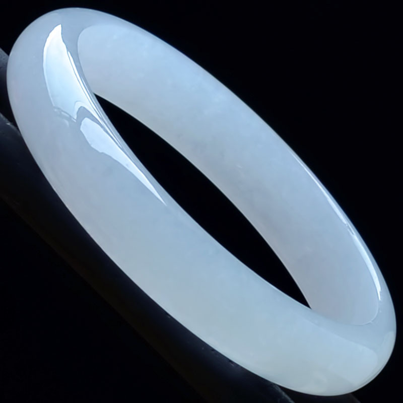 翡翠林 时尚白月光翡翠手镯 天然老坑晴水冰种手镯缅甸珠宝玉镯子