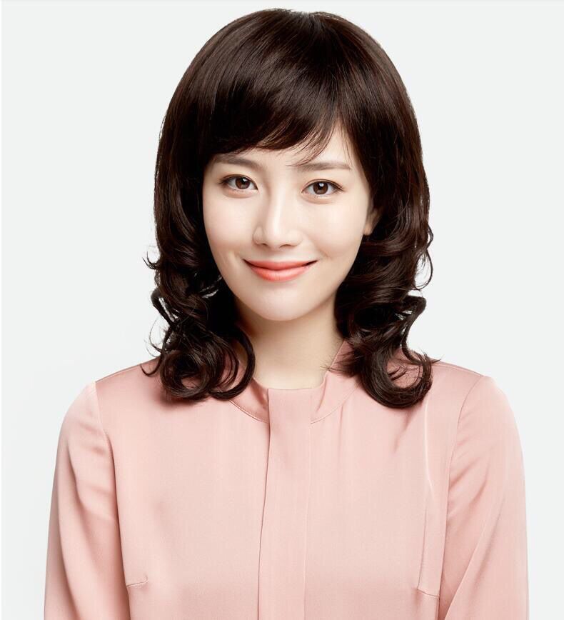 假发中老年妈妈款中长士浪卷发自然全头套整的逼真仿真