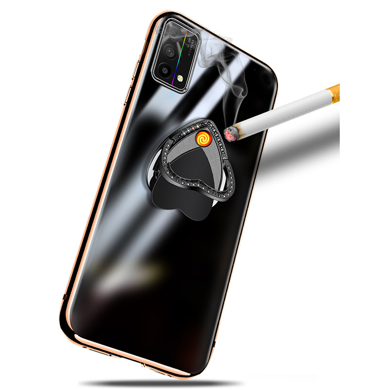 桃心爱心手机支架指环点烟器下拉电热丝充电礼品打火机zk807 跨境