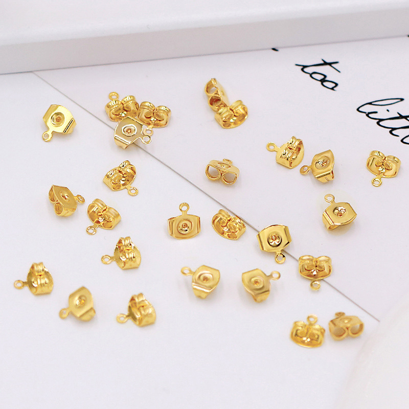 镀真金蝴蝶带吊耳堵耳帽塞手工diy制作耳钉耳环耳饰材料包配件a47