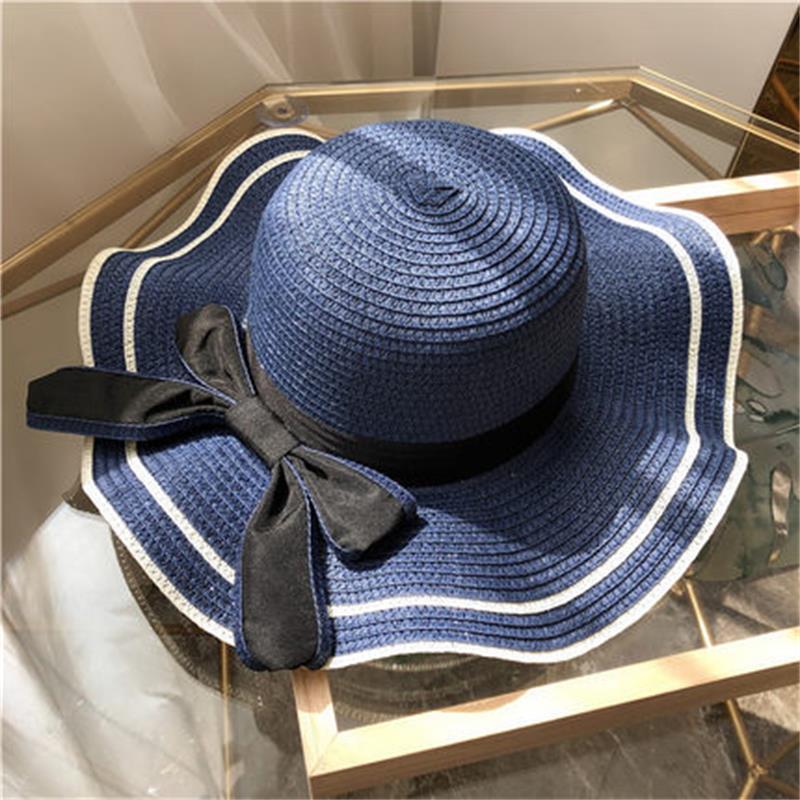 Western Style All-Matching Summer New Bow Big Brim Straw Hat Female Sun Shade Fashion Seaside Beach Hat Wholesale