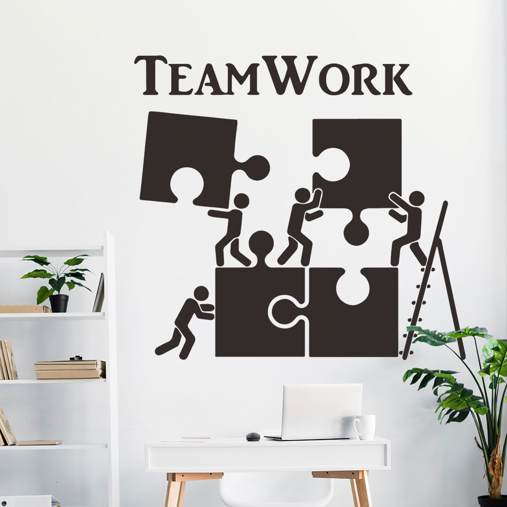 尚易外贸精雕墙贴team work书房办公室背景墙装饰可移除贴纸sk031
