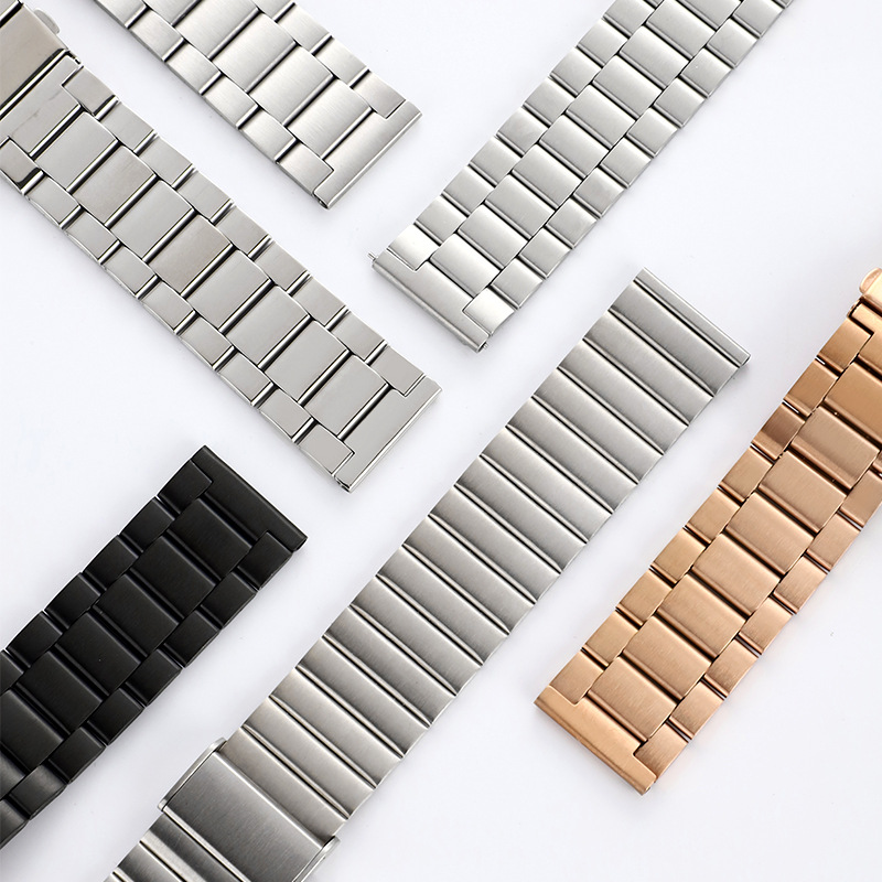 304 Stainless Steel Watch Strap Three Beads Watch Strap Metal Bamboo Watch Piece with Smart Watch Universal Accessories