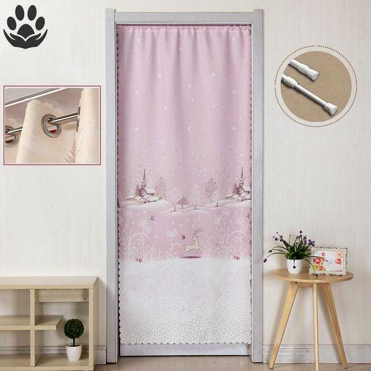 隔帘帘子空调隔离门帘家用客厅卧室家居装饰可爱卫生间布料免打孔