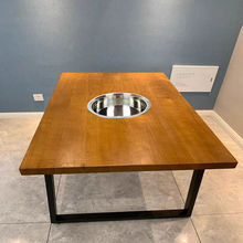 木炭炉铜火锅桌嵌入式平底下沉盆不锈钢包底下沉圈可配盖封桌孔