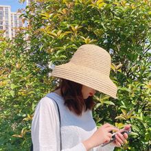 赫本风南阳拉菲草手编遮阳草帽优雅出游遮阳防晒大帽子女