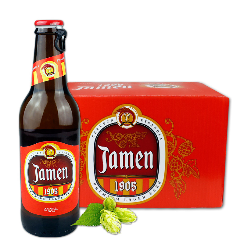 代理西班牙原装进口啤酒 冰爽1905夜场ktv330ml原浆啤酒整箱批发