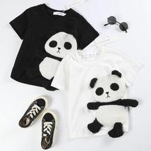 男女童夏装短袖T恤宝宝洋气儿童个性潮韩版立体卡通熊猫网红上衣