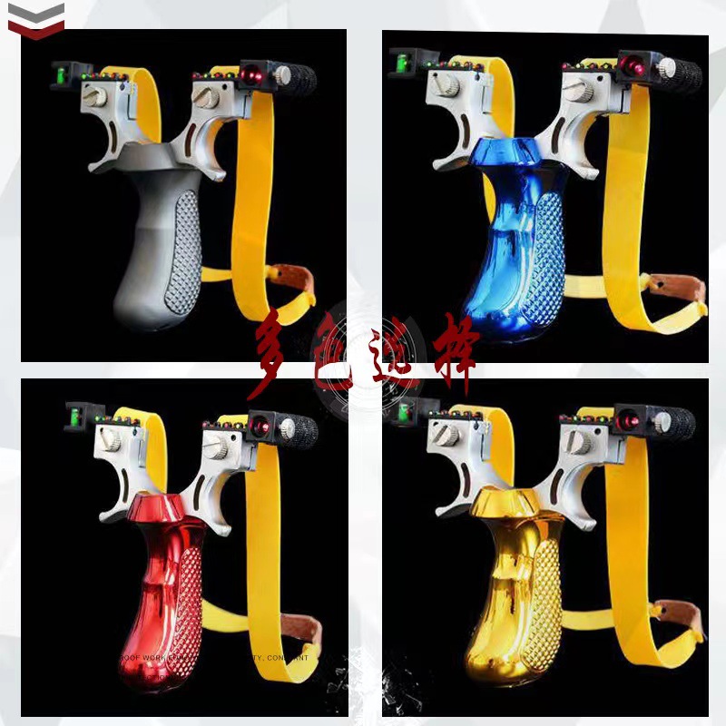 New Alloy 98K Laser Slingshot Flat Leather Tie-Free Fast Pressure Clip Outdoor Recurve Elastic Frame Factory Direct Sales