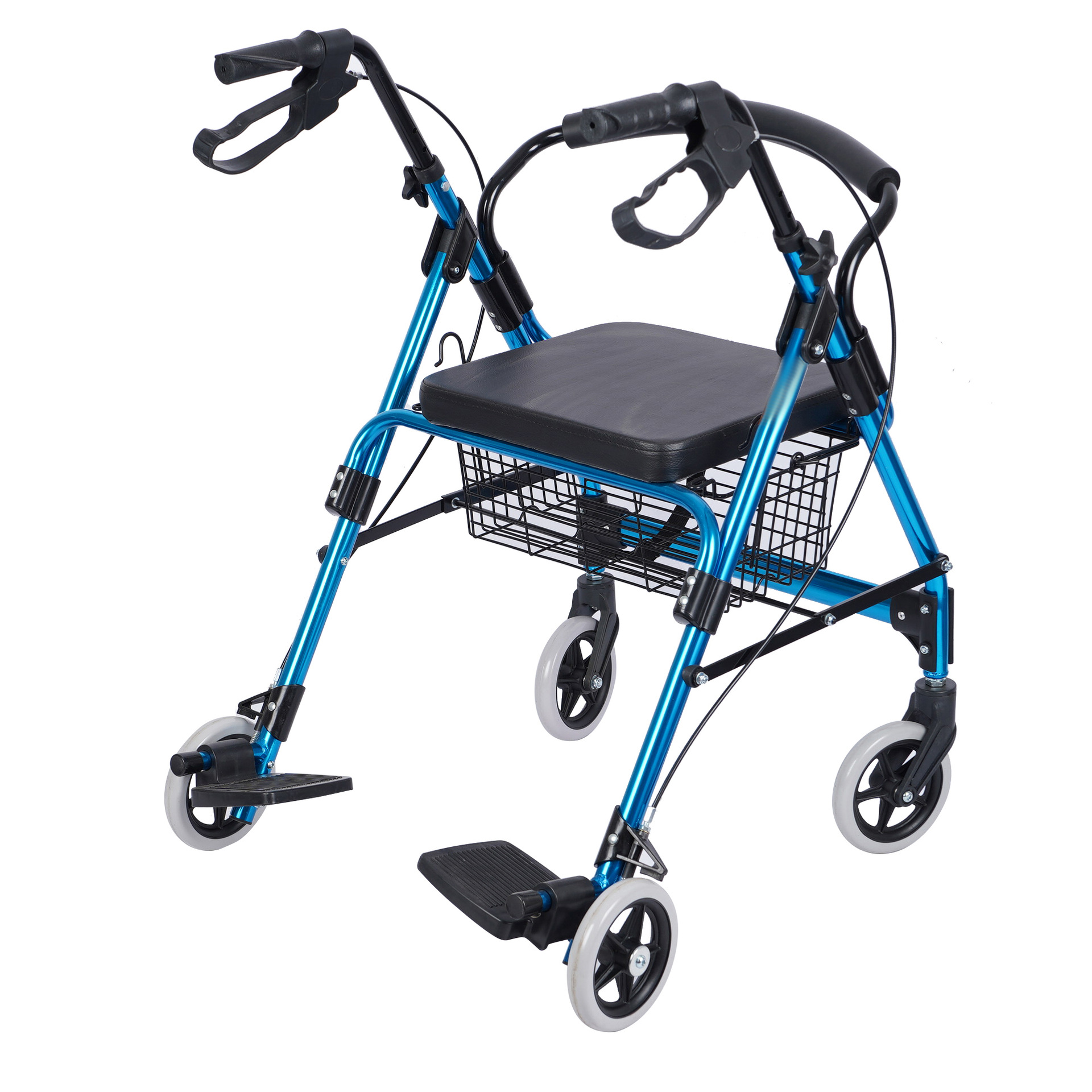 老人手扶车助行器行走可坐可推残疾人可折叠康复四轮辅助行走器