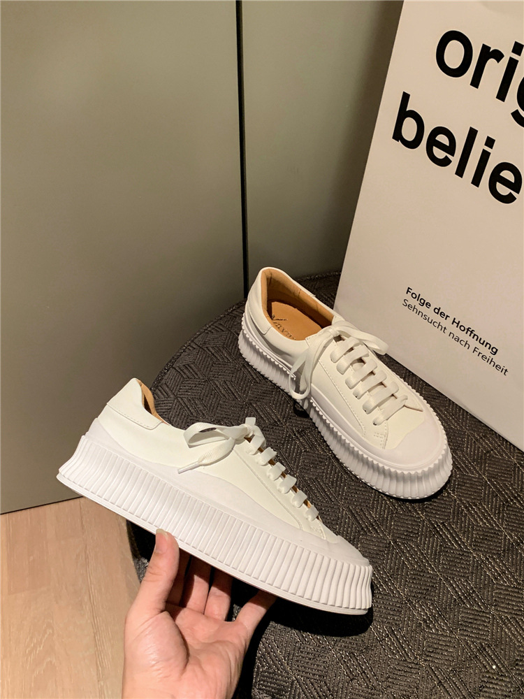 饼干鞋女2024年春季新款百搭厚底小白鞋休闲板鞋瓦楞松糕鞋运动鞋