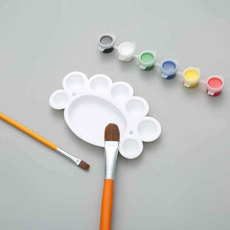 加厚小脚丫调色盘儿童美术生绘画专用调色板国画水彩水粉颜料盘