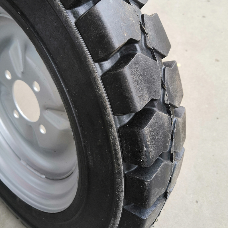 00-12四孔实心轮胎 70mm钢圈工程电动车轮子工地三轮车橡胶外胎
