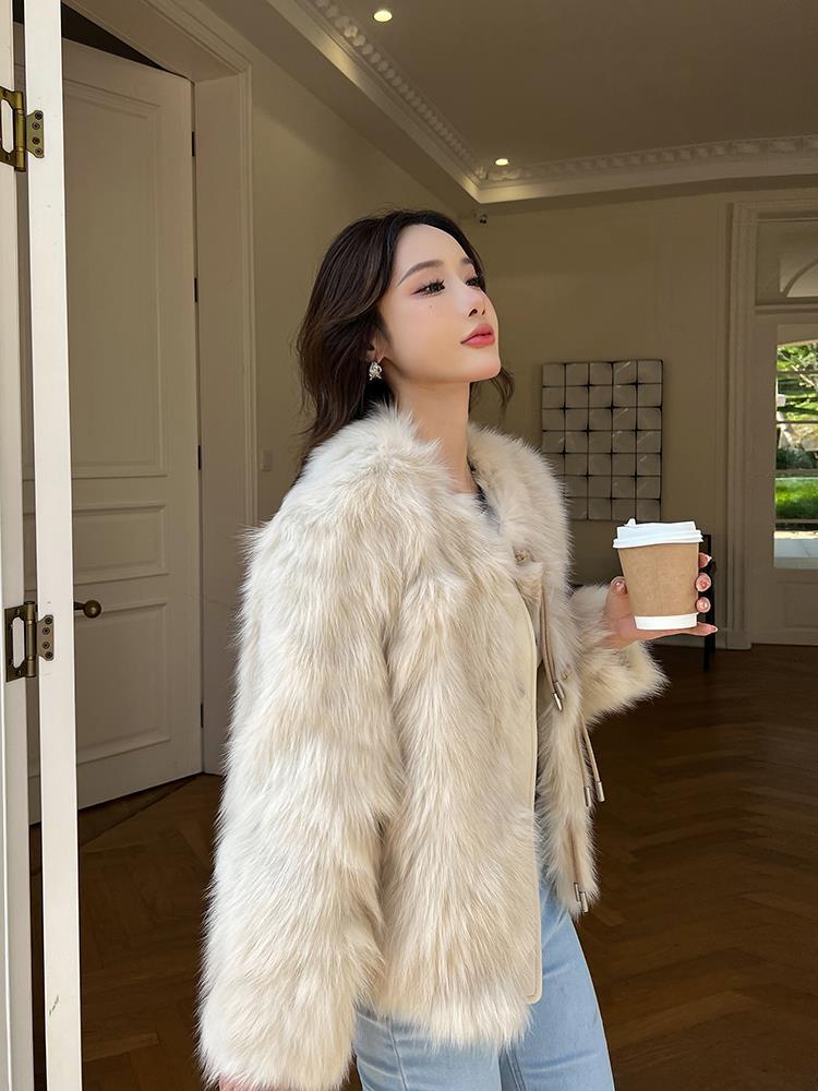 轻奢皮草外套女2023冬季季新款短款年轻款休闲狐狸毛皮毛一体爆款