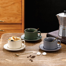哑光咖啡杯高颜值咖啡杯子家用陶瓷复古挂耳咖啡杯碟精致下午茶具
