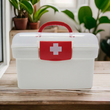 塑料小药箱宿舍家用广告医疗箱双层杂物药品收纳盒药物整理收纳箱