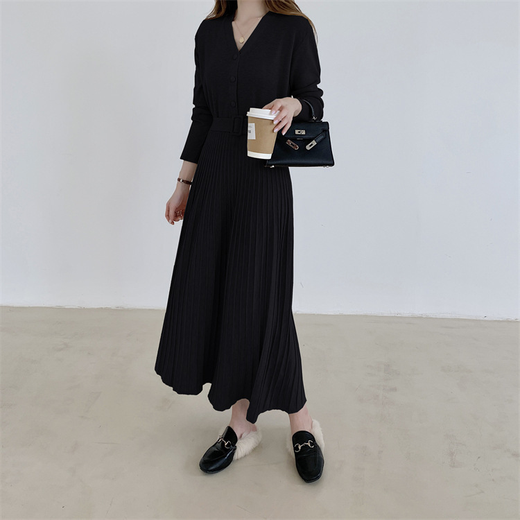 2023 Autumn and Winter New Chic French Style Temperament Waist-Controlled Slimming Underwear Long High Waist Sweater Dress Sweater