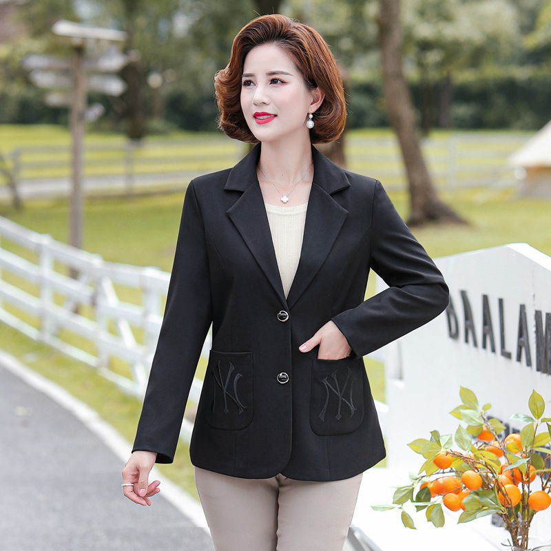 中年人女时尚小西服上衣小西装短款40-50岁中老年妈妈装春装外套