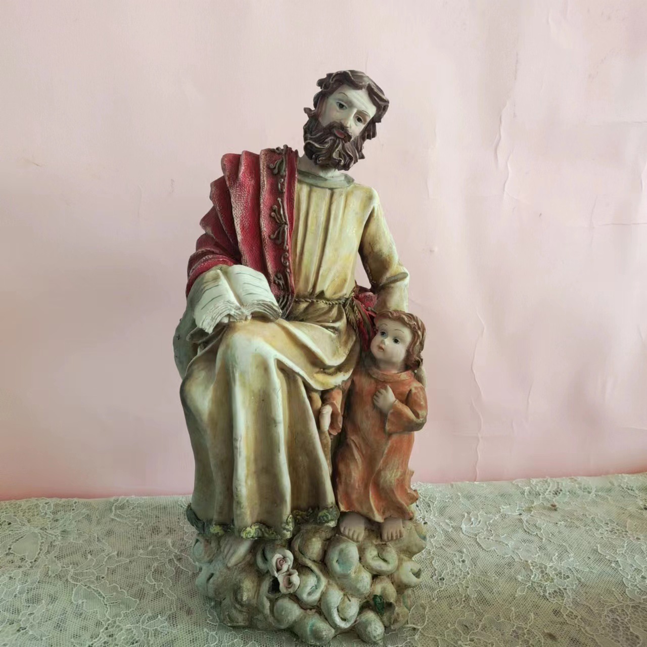 精品外贸圣母玛利亚若瑟雕像圣像家用教堂汽车摆件-阿里巴巴