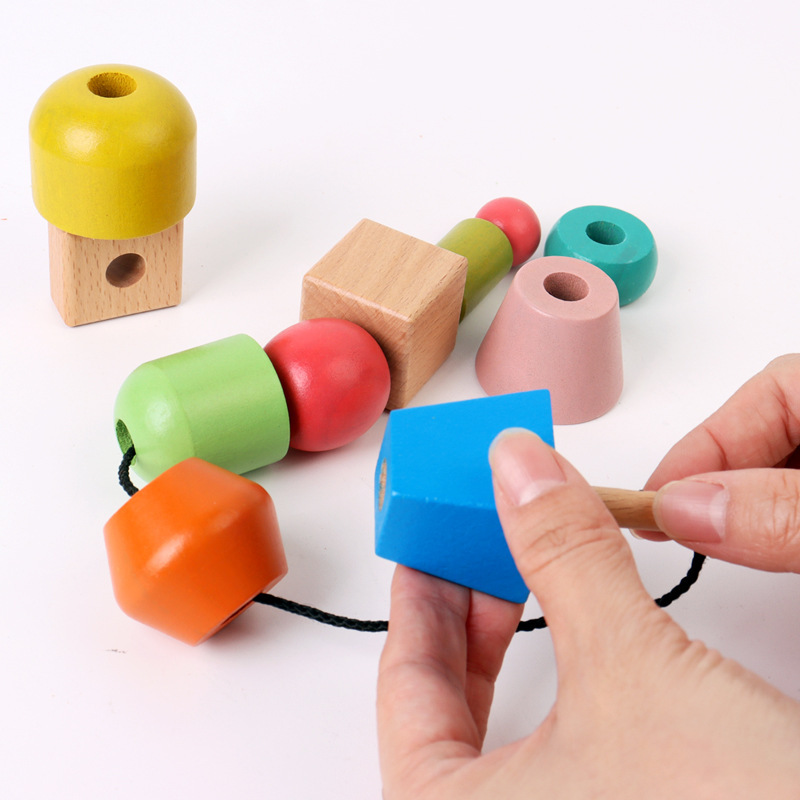 Children's Rainbow String of Beads Game Stacking Sorting Box Matching Splicing Cognitive Enlightenment Wooden Educational Toys