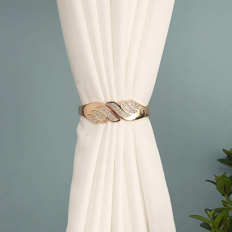 欧美中东热销轻奢现代风先钻翅膀窗帘绑带金属窗帘扣窗帘绳批发