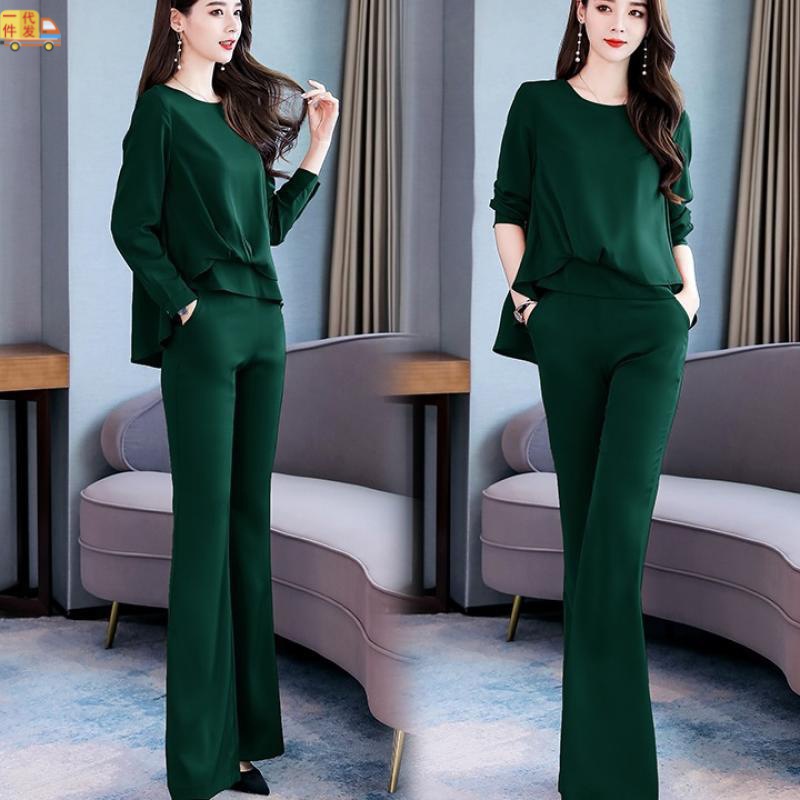大码女装时尚舂秋套装女2022新款气质名媛韩版胖妹妹显瘦两件套潮