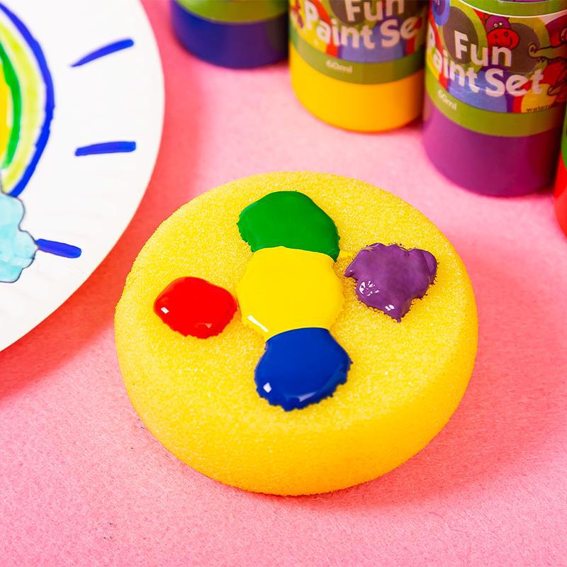 儿童美术材料海绵印章 diy拓印圆形海绵绘画刷颜料涂鸦画画蘑菇头