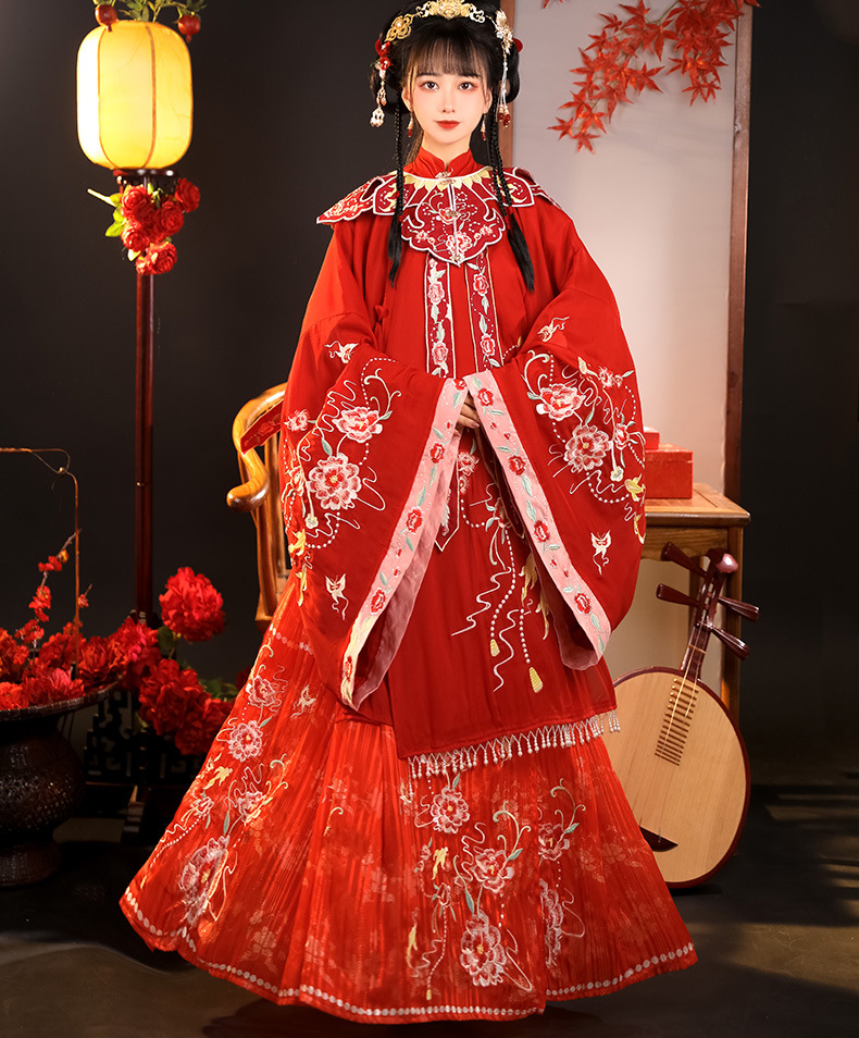 花琼韵汉服女宋制云肩婚服全套中式凤冠重工刺绣花嫁古风新娘服