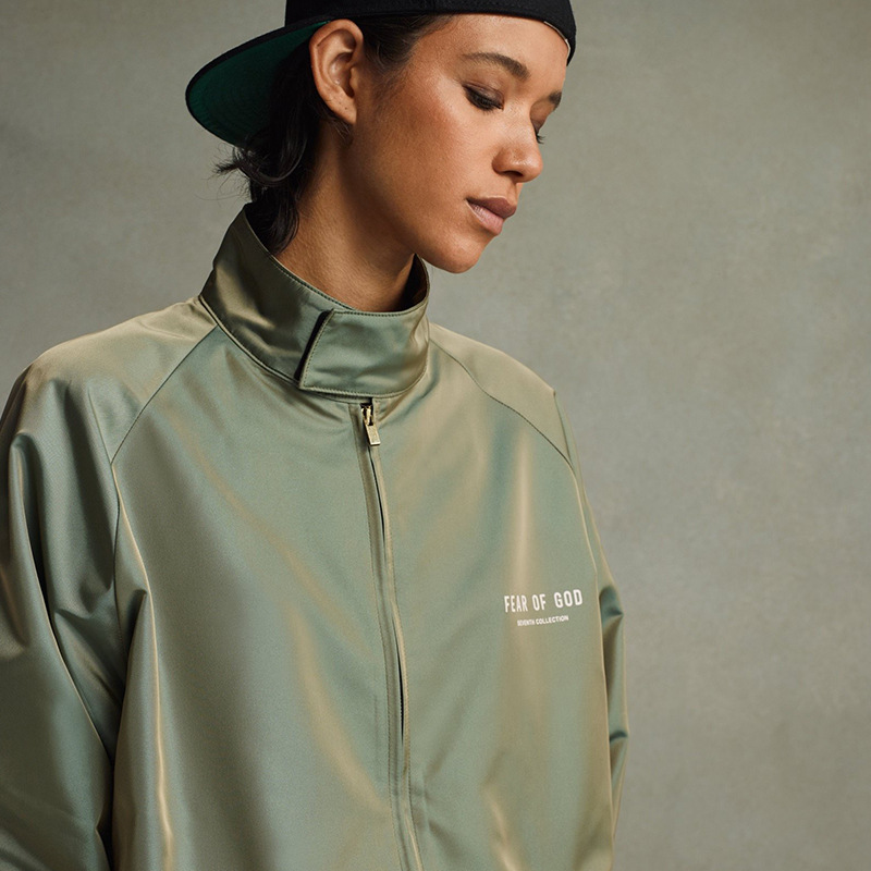 高版本fearofgodfog第七季高街风植绒立领宽松教练尼龙夹克男
