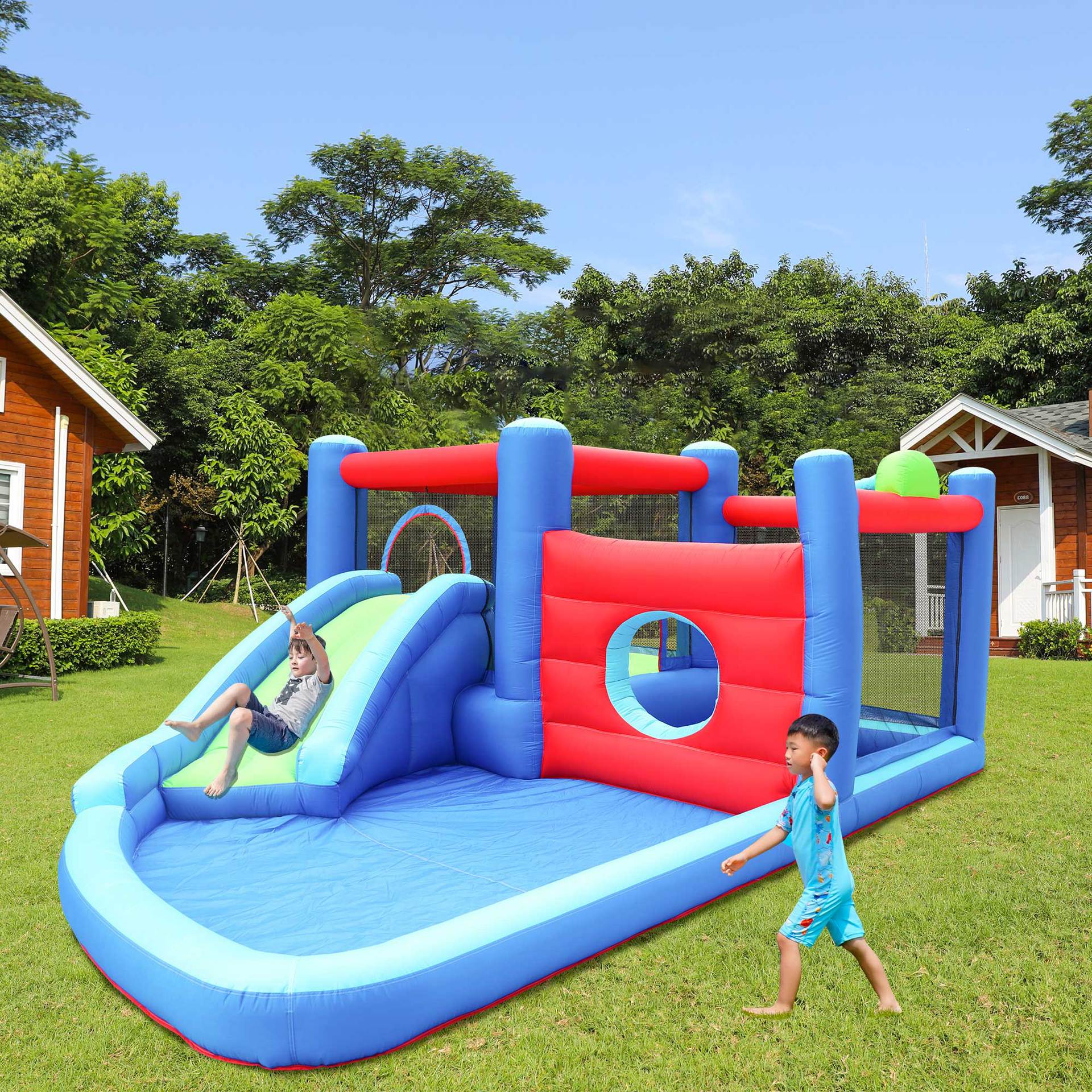 新款海洋球池淘气堡儿童益智滑梯充气蹦床牛津布跳床厂家直销