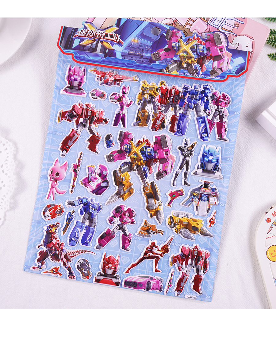 正版授权迷你特工队大号泡棉贴纸儿童卡通贴纸3d立体贴画男孩玩具