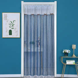 门帘美容院纱帘隔断帘卧室厨房卫生间蕾丝风水帘免打孔新品