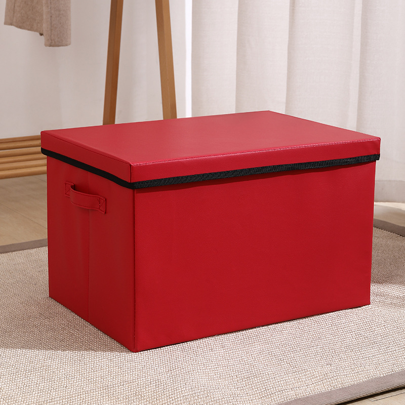 Home Folding Multifunctional Storage Box Desktop Storage Box Portable Drawer Leather Dustproof European Style Storage Box with Lid