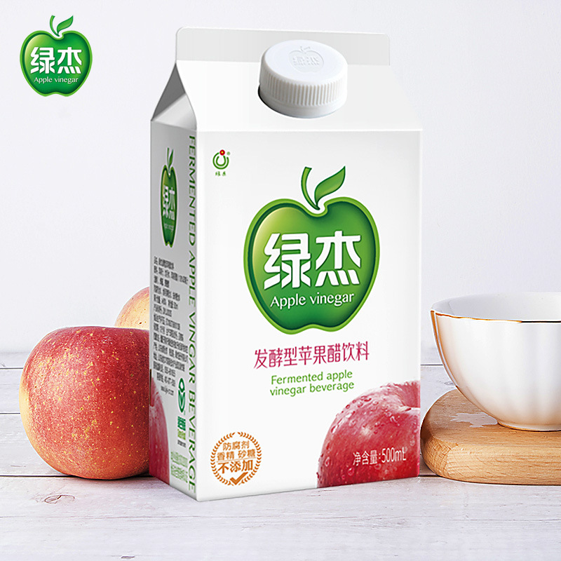 绿杰苹果醋500ml*8盒装网红健康果汁饮品无蔗糖0脂肪果醋饮料整箱