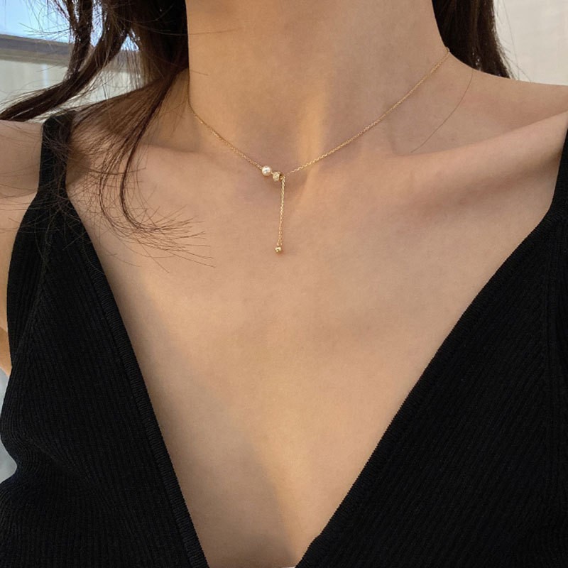 Light Luxury Minority Pearl Necklace 2022 New Women's Summer High-Grade Clavicle Chain Niche Design Necklace Accessories