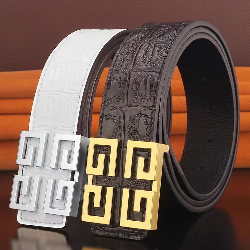 纯铜扣头皮带男真皮字母g平滑扣青年头层牛皮内穿腰带男士裤带潮
