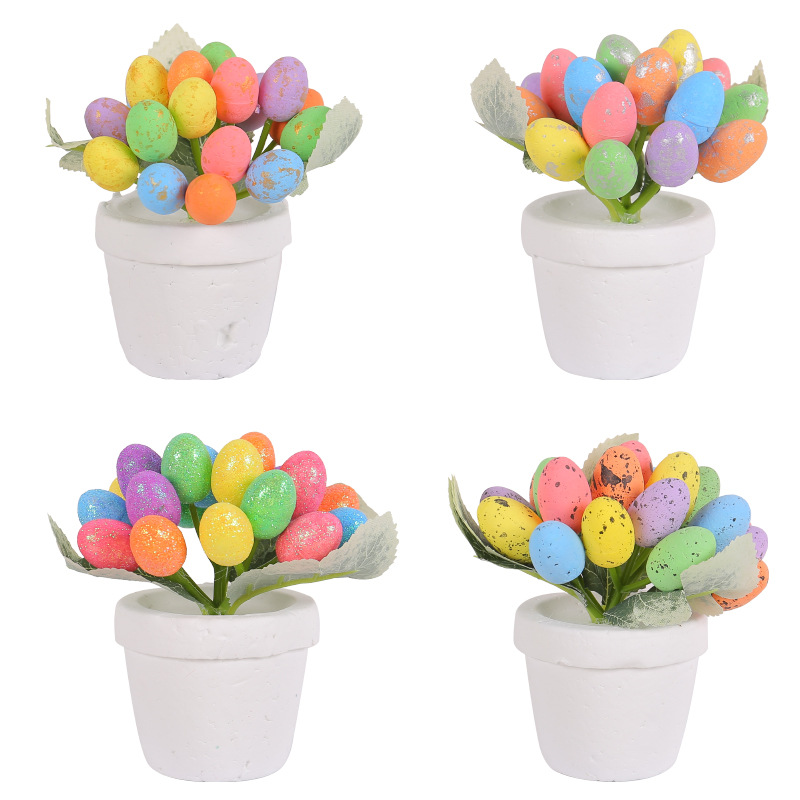 Cross-Border Easter 12cm Egg Pot Creative Spot Egg Flower Pot Outdoor Garden Easter Decorations in Stock